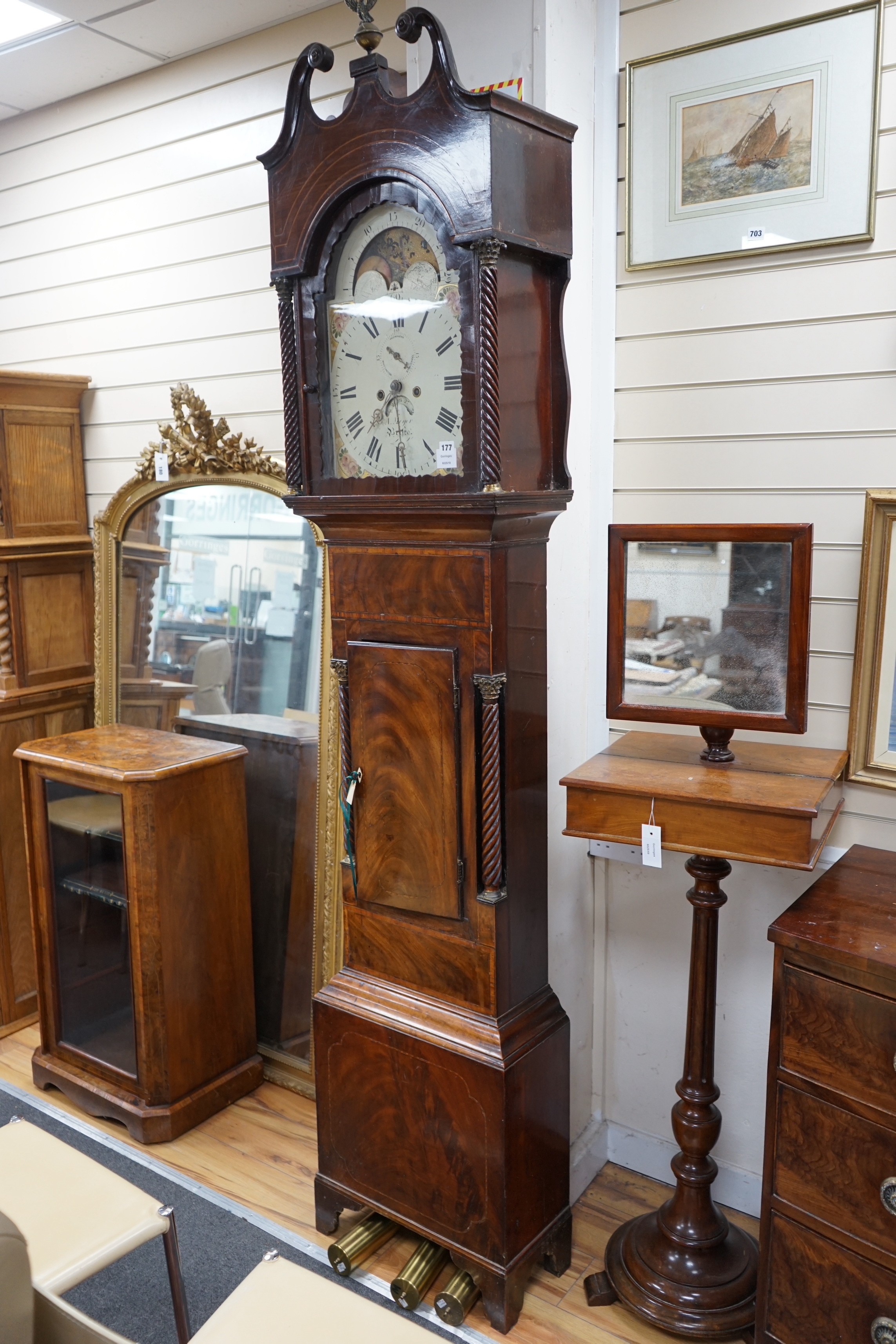 An early 19th century mahogany eight day longcase clock, marked A. Meyer (?), Bristol, height 236cm